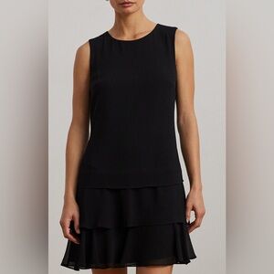 Lauren Ralph Lauren Crinkle Georgette Shift Dress With Flowing Tiered Skirt
